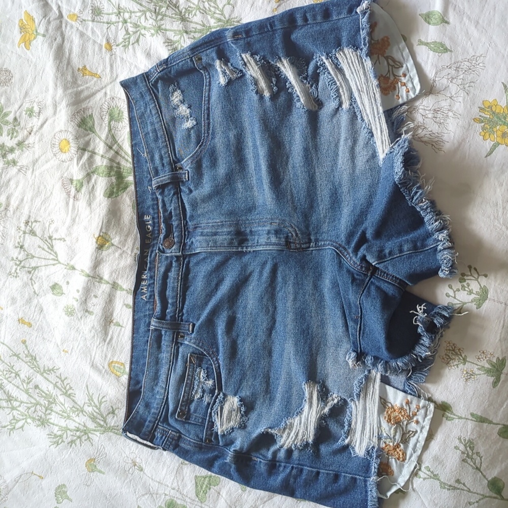 American Eagle Hi Rise Festival Midi Jean Shorts